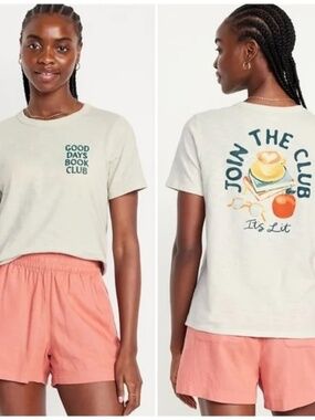 Old Navy Book Club Everywear Short Sleeve T Shirt Cream Color Size XS